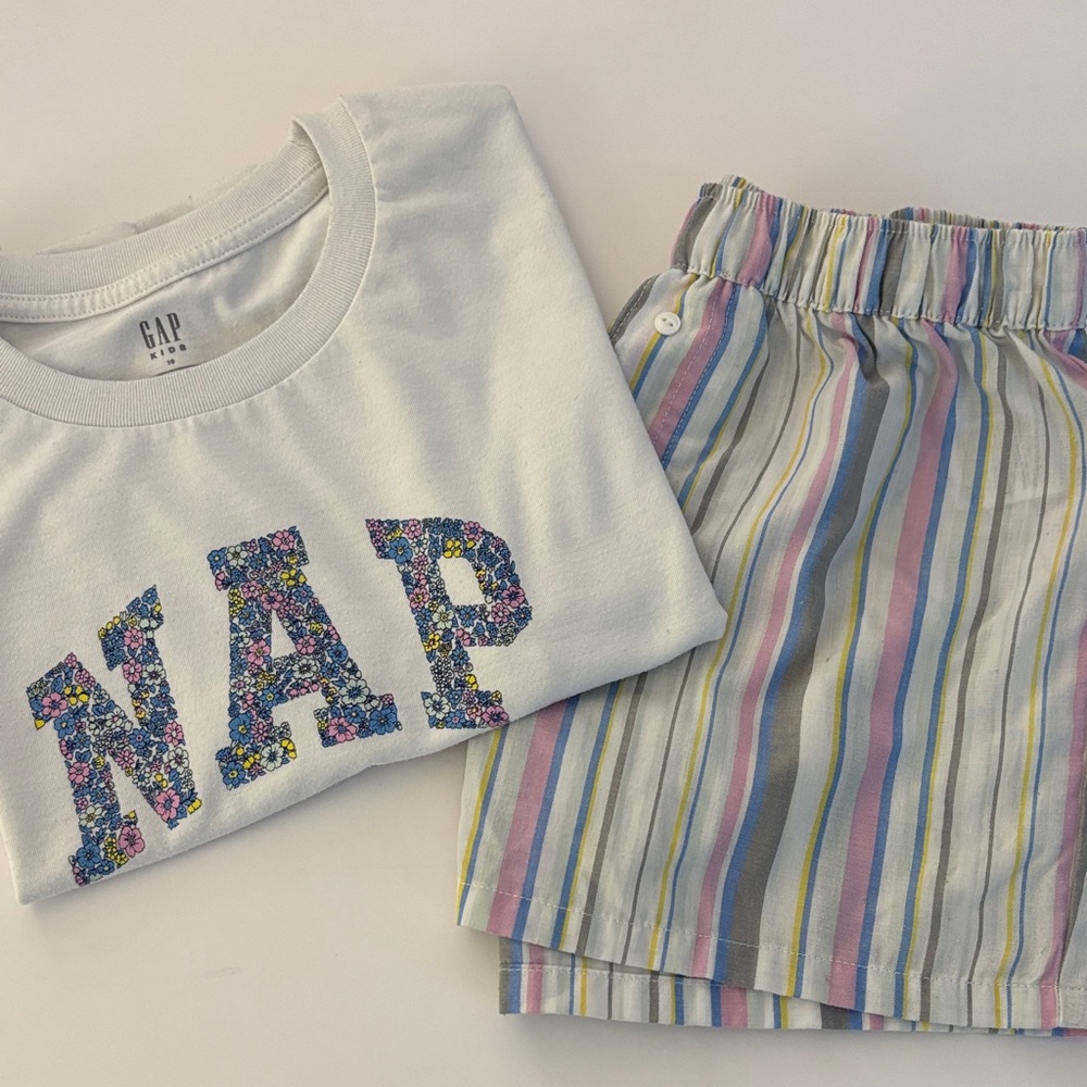 GAP Floral Graphic PJ Tee and Striped Shorts Set